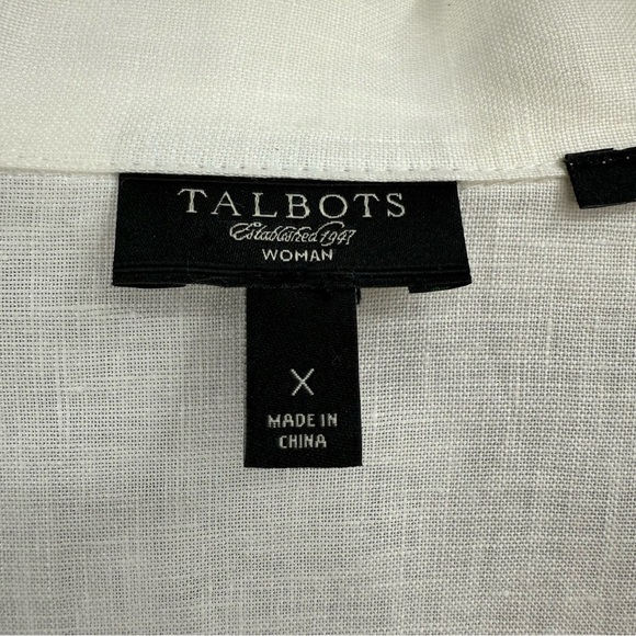 Talbots Woman Size X Ivory 100% Irish Linen Beaded Tunic Top 3/4 Sleeve - Picture 4 of 8